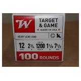 100 Winchester Target & Game 12 Gauge 2-3/4" 7-1/2 Shot Shotshells
