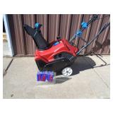Toro power clear 21. 2 cycle. Electric start. Snow thrower. Looks lightly used. Tested & works. As shown.