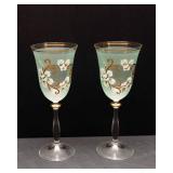 Set of 2 Ornate Sherry Glasses – Likely Crystal