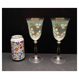 Set of 2 Ornate Sherry Glasses – Likely Crystal