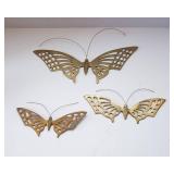Set of 3 Vintage Mid-Century Brass Butterfly Wall Hangings