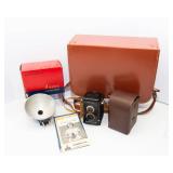Vintage Ansco Rediflex Camera with Flash Unit and Case
