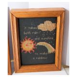 Set of 4 Small Artworks – Includes Cross-Stitched Pieces