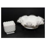 White Hobnail Dish & Fenton Bowl