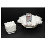 White Hobnail Dish & Fenton Bowl