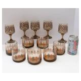 Lot of Vintage Glassware – 1970s Autumn Trees Tumblers & Libbey Prado Wine Glasses