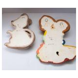 Set of Two 1970s Hand-Painted Ceramic Wall Hangings