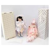 Set of 2 Vintage Dolls – Franklin Heirloom & 21" Porcelain Pierrot