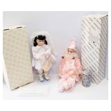 Set of 2 Vintage Dolls – Franklin Heirloom & 21" Porcelain Pierrot