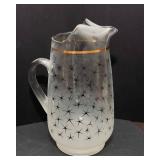 Vintage Mid-Century Glass Pitcher & 4 Drinking Glasses – Starburst Design