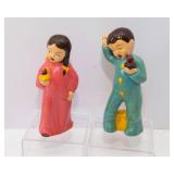 Set of 4 Hand-Painted Figurines – Elephants and Boy & Girl