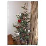 72" Christmas Tree in Basket with Cardinal Bird Ornaments