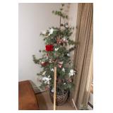 72" Christmas Tree in Basket with Cardinal Bird Ornaments