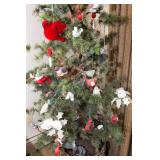 72" Christmas Tree in Basket with Cardinal Bird Ornaments