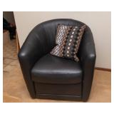 Natuzzi Editions Giada Black Swivel Chair – Barrel Shape - Likely Leather