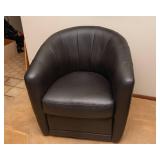 Natuzzi Editions Giada Black Swivel Chair – Barrel Shape - Likely Leather