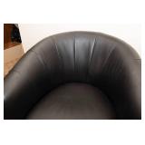 Natuzzi Editions Giada Black Swivel Chair – Barrel Shape - Likely Leather