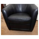Natuzzi Editions Giada Black Swivel Chair – Barrel Shape - Likely Leather