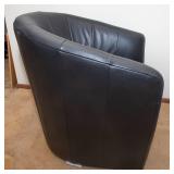 Natuzzi Editions Giada Black Swivel Chair – Barrel Shape - Likely Leather