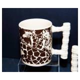 Set of 4 Vintage 1970s Royal Crown “Jungle Safari” Coffee Mugs – Bamboo Handles