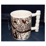 Set of 4 Vintage 1970s Royal Crown “Jungle Safari” Coffee Mugs – Bamboo Handles