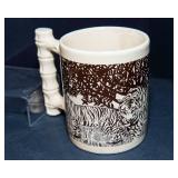 Set of 4 Vintage 1970s Royal Crown “Jungle Safari” Coffee Mugs – Bamboo Handles