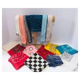 Lot of 5 Cloth Belts & Vintage Handkerchiefs