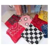 Lot of 5 Cloth Belts & Vintage Handkerchiefs
