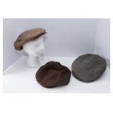 Set of 3 Newsboy Hats – Wool & Corduroy, Size Large