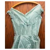 Vintage 1950s Harry Keiser Blue Dress with Hoop Crinoline