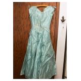 Vintage 1950s Harry Keiser Blue Dress with Hoop Crinoline