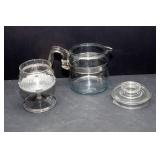 Vintage Pyrex Percolator & 2 Glass Pitchers