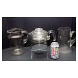 Vintage Pyrex Percolator & 2 Glass Pitchers