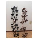 Set of 2 Metal Wall Hangings - One Wine Bottle Holder, 35" Tall