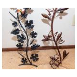 Set of 2 Metal Wall Hangings - One Wine Bottle Holder, 35" Tall