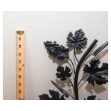 Set of 2 Metal Wall Hangings - One Wine Bottle Holder, 35" Tall