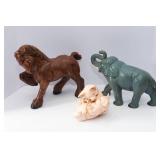 Set of 3 Vintage Painted Ceramic Animals – Horse, Elephant & Pigs
