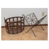 Basket and Metal Magazine Rack