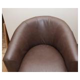 Brown Swivel Chair – Barrel Shape - Likely Leather