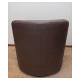 Brown Swivel Chair – Barrel Shape - Likely Leather