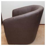 Brown Swivel Chair – Barrel Shape - Likely Leather