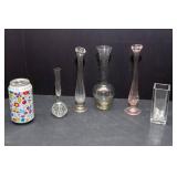 Set of 5 Vintage Delicate Bud Vases