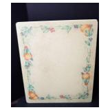 Set of 2 Corning Glass Counter Savers & Wood Cutting Board