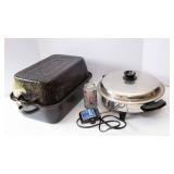 Enamel Roaster & Stainless Liquid Core Electric Skillet