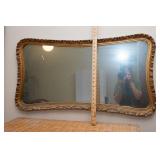 Vintage Gold Tone Ornate Wall Mirror – 37" x 20.5"
