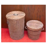 Set of 2 Wicker Hampers with Lids