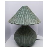 Blue Wicker Lamp with Wicker Shade – Tested & Works