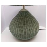 Blue Wicker Lamp with Wicker Shade – Tested & Works