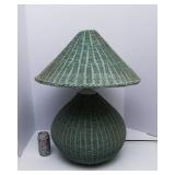 Blue Wicker Lamp with Wicker Shade – Tested & Works