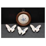 Hand-Painted Blue & White Wall Hangings – Set of 4